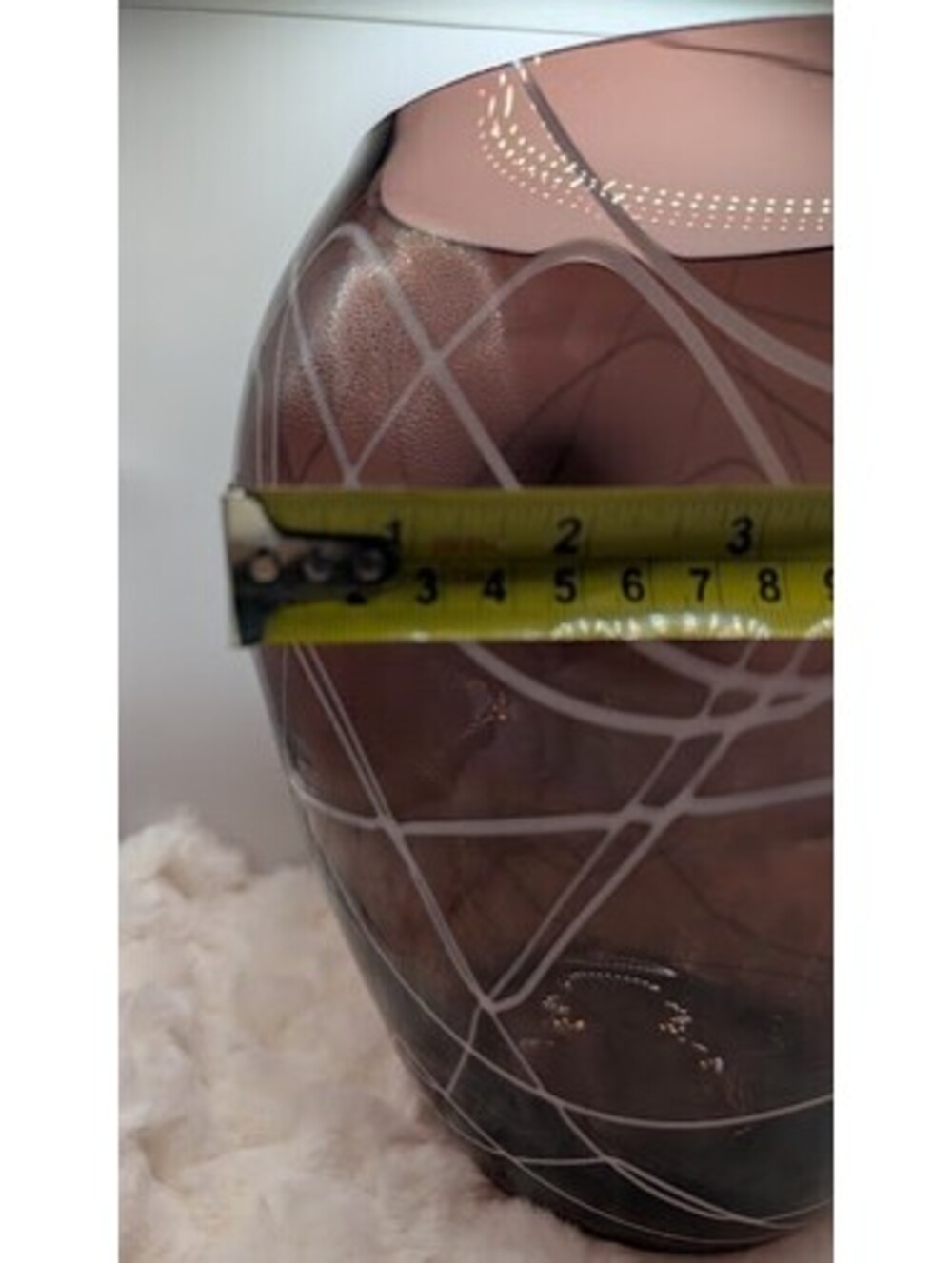 Vintage 1980s Amethyst White Swirl Glass Vase Hand Blown Polish - Picture 16 of 16